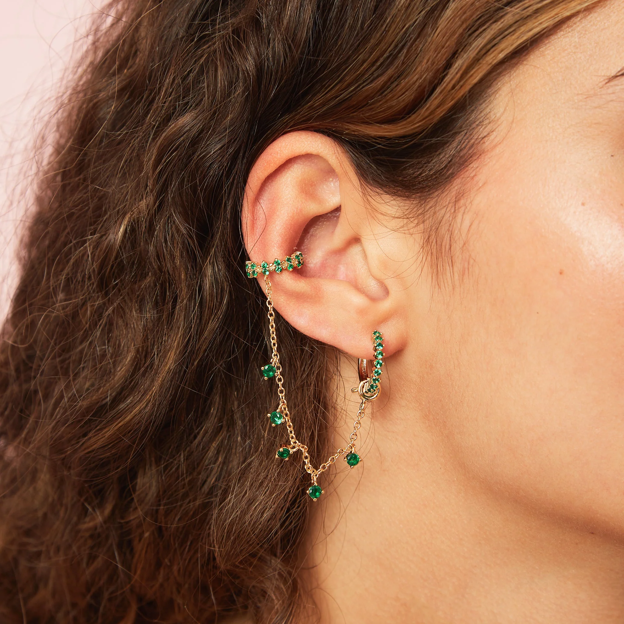 Millie Chunky Ear Cuff Droplet Chain - Image 15