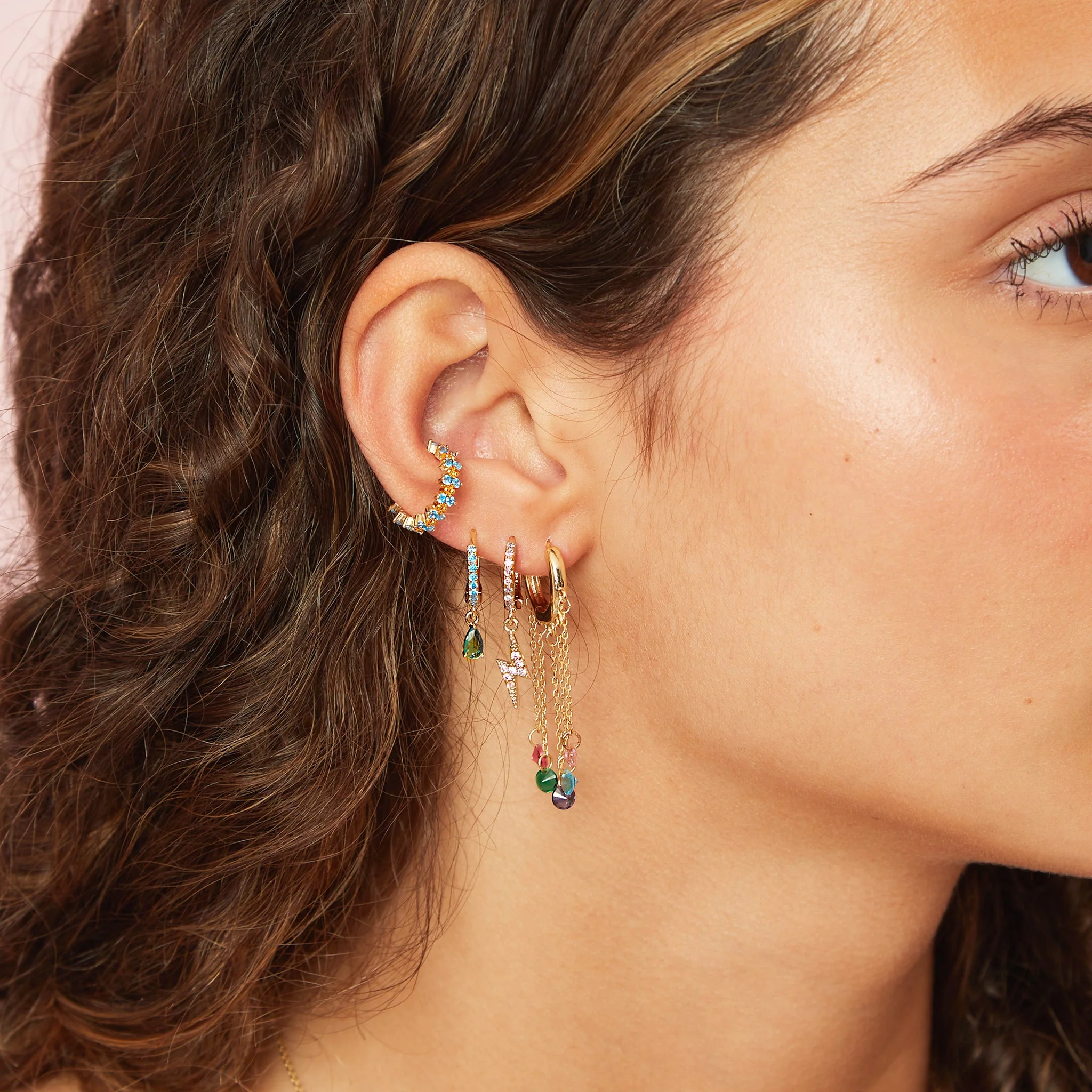 Talitha Lightning Bolt Huggie Earrings - Image 10