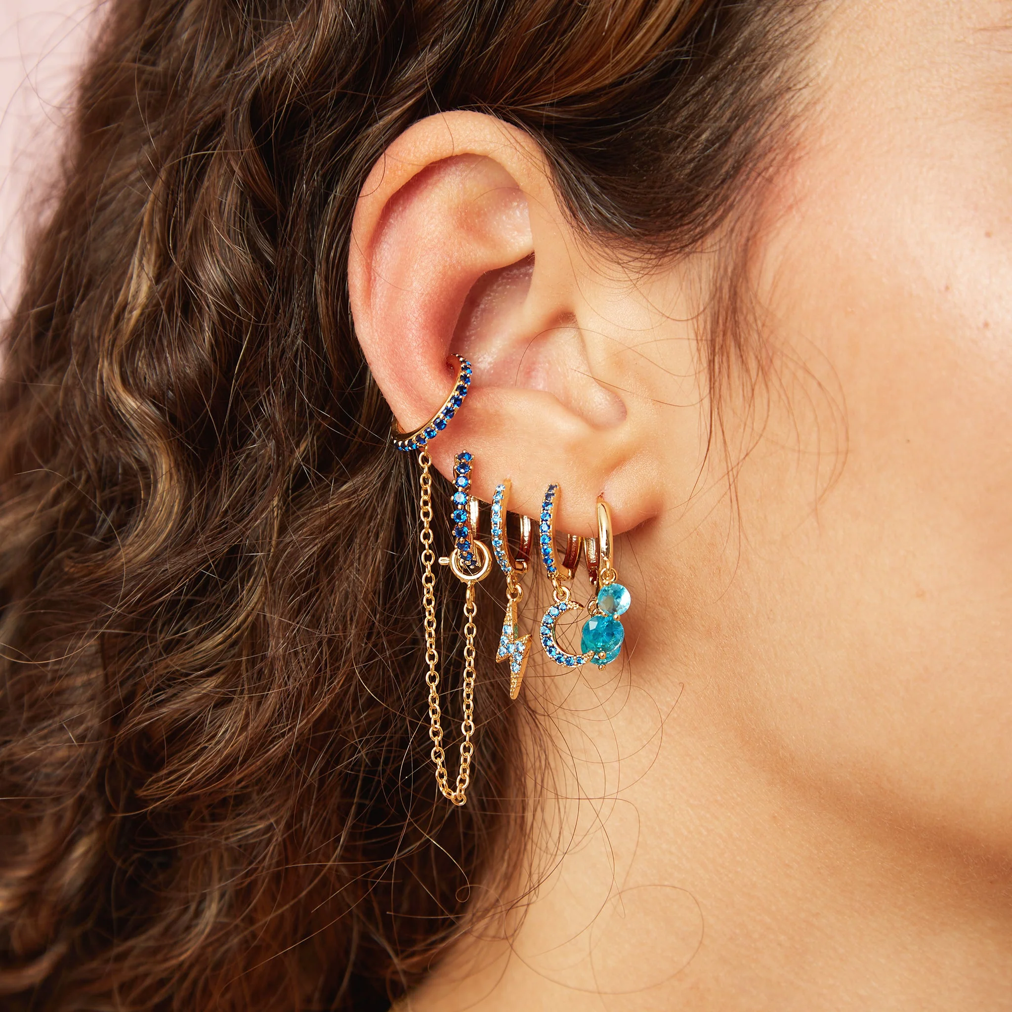 Talitha Lightning Bolt Huggie Earrings - Image 18