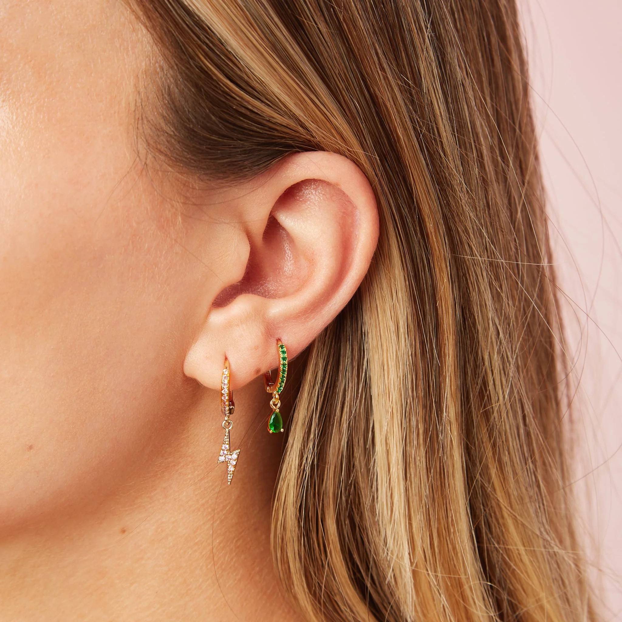 Talitha Lightning Bolt Huggie Earrings - Image 8